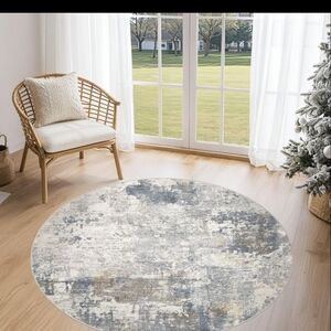 Elegant Gray and Cream Round Area Rug